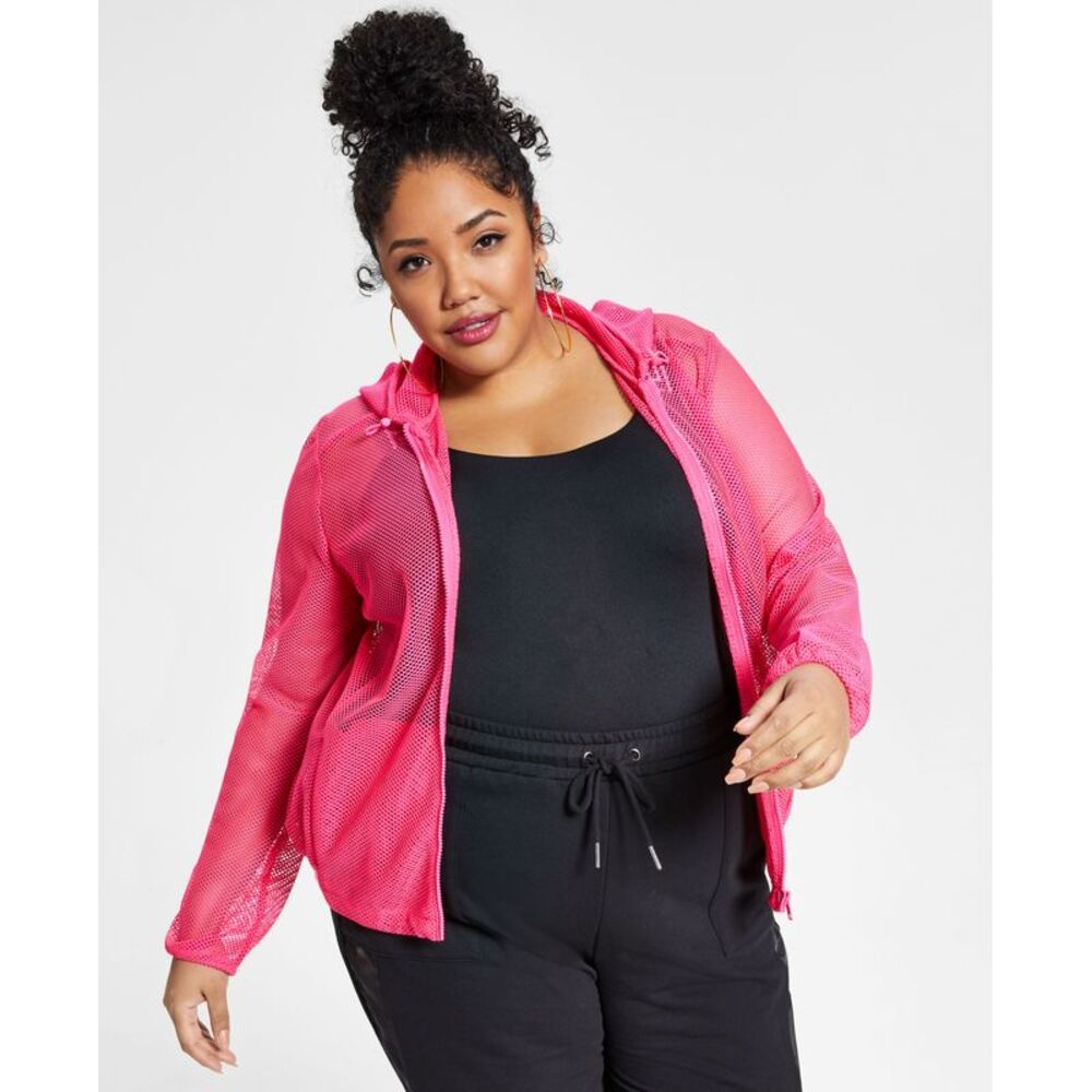 Nina Parker Trendy Plus Size Mesh Hoodie Jacket